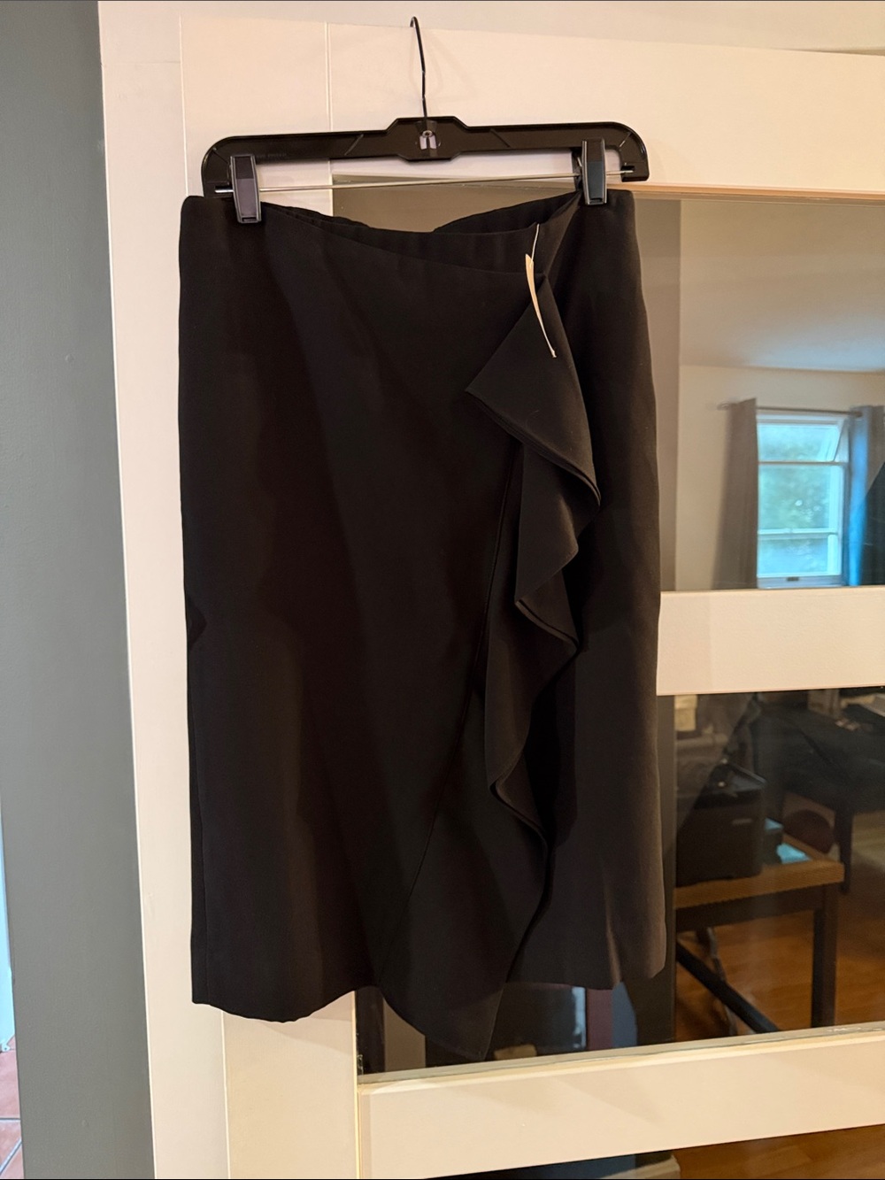 J. Crew Black Pencil Skirt with Side Ruffle